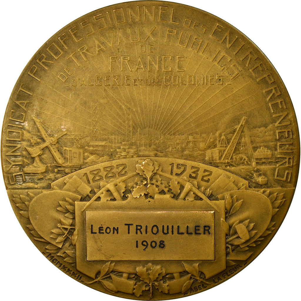 France, Medal, Travaux Publics de France, d'Algérie et des Colonies, 1908, Abel