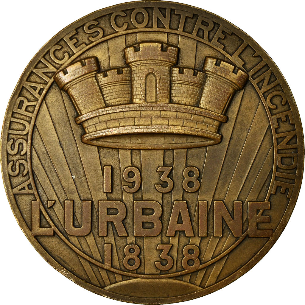 Frankrijk, Medaille, Centenaire des Assurances l'Urbaine, 1938, Bazor, PR