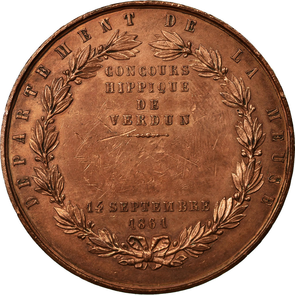 France, Medal, Napoléon III, Concours Hippique de Verdun, Meuse, 1861, De