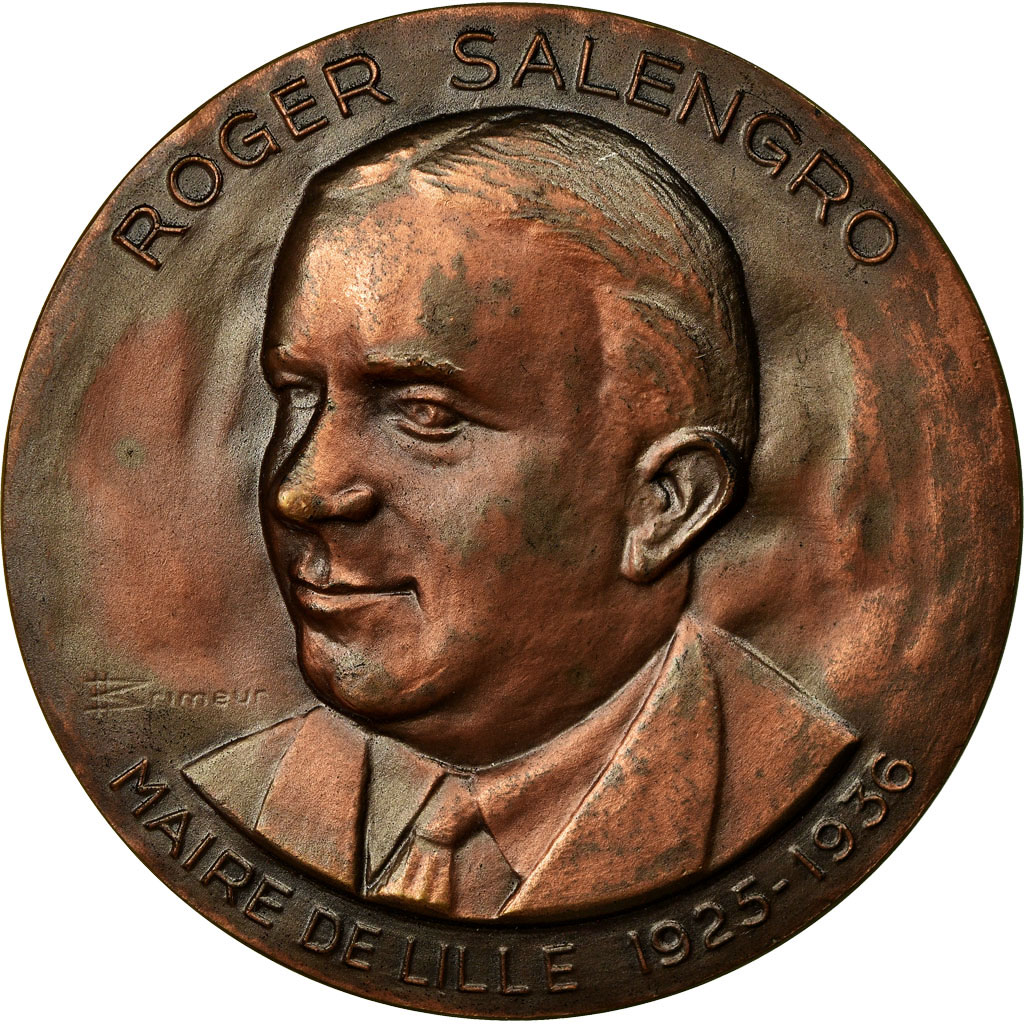 France, Medal, Roger Salengro, Maire de Lille, 1936, Brimeur, , Bronze