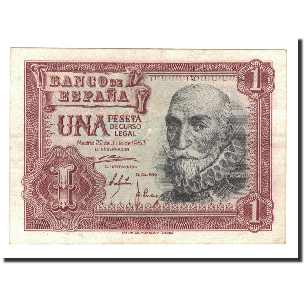 Billete, 1 Peseta, 1953, España, KM:144a, 1953-07-22, SC