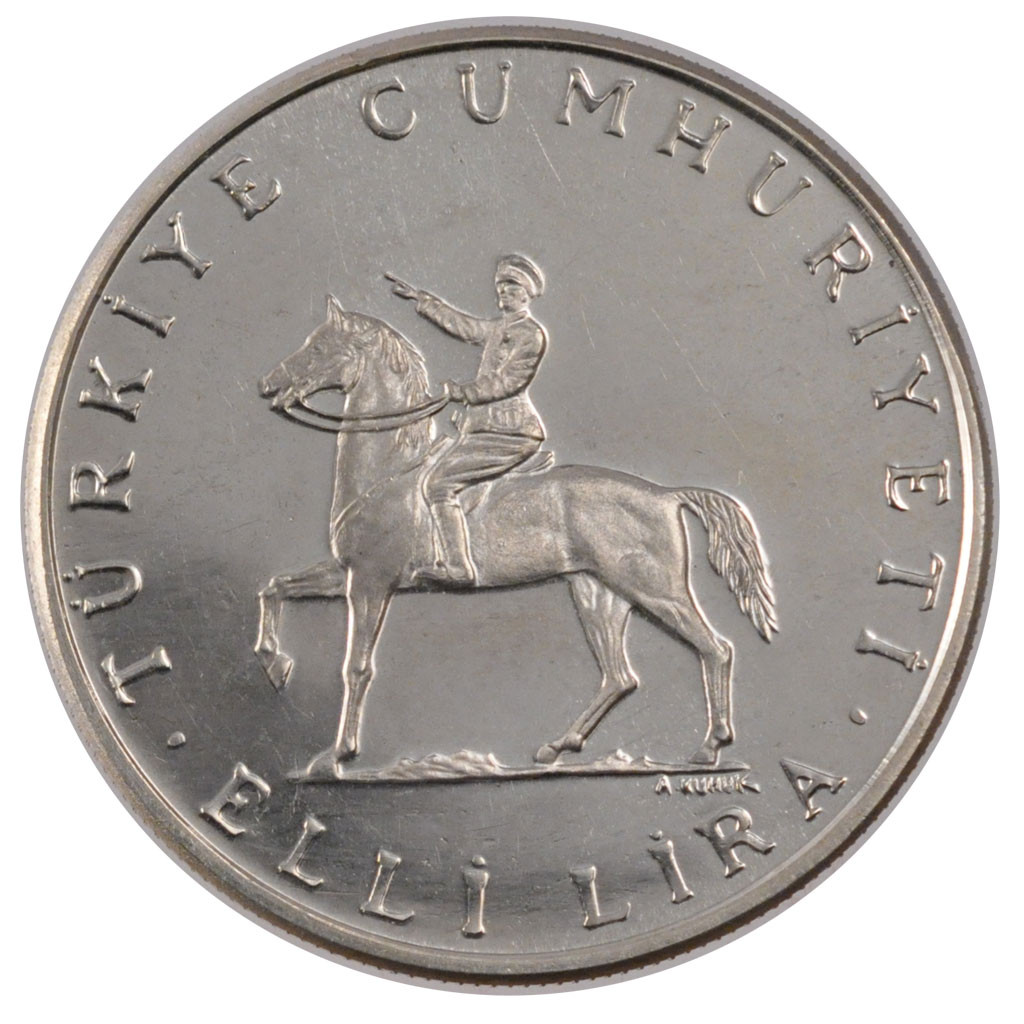 Coin, Turkey, 50 Lira, 1972, , Silver, KM:901