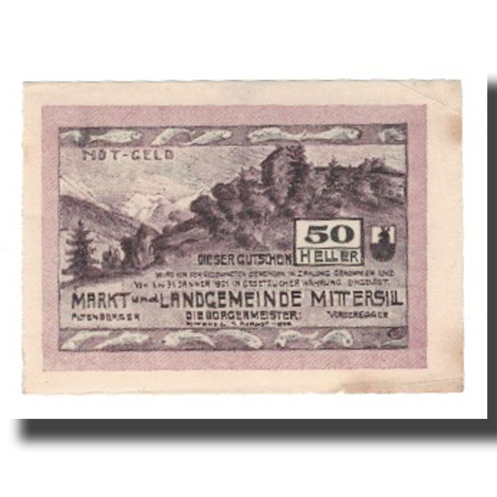 Billete, Austria, Mittersill, 50 Heller, N.D, 1920, 1920-08-04, SC, Mehl:622a