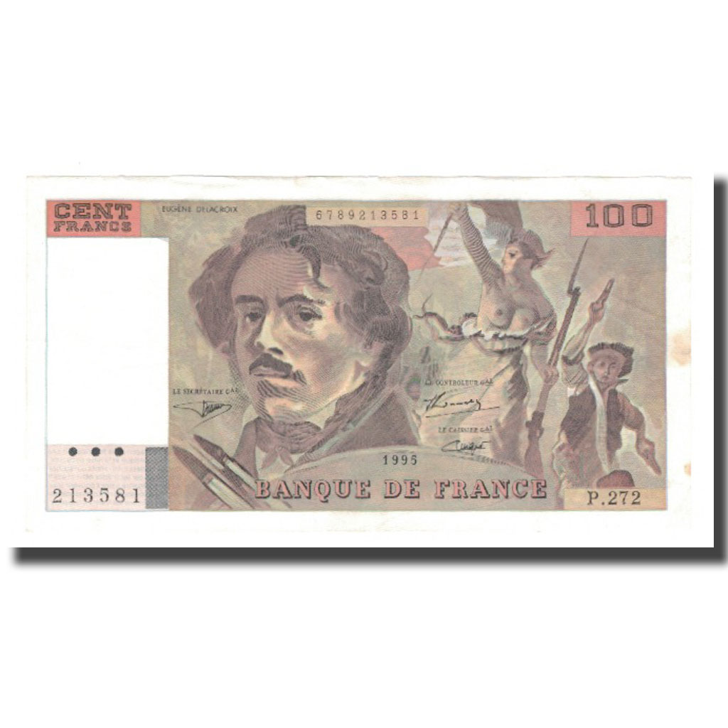 France, 100 Francs, Delacroix, 1995, AU(50-53), Fayette:69ter.02b, KM:154h
