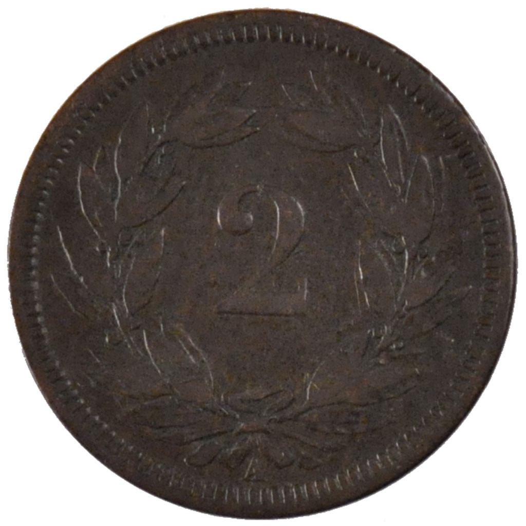 Coin, Switzerland, 2 Rappen, 1850, Paris, , Bronze, KM:4.1