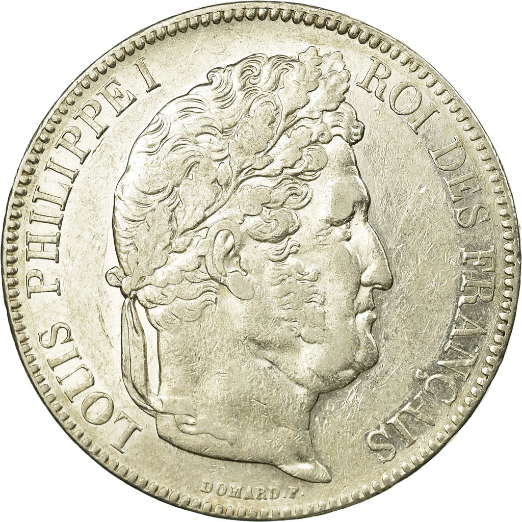 【銀貨】フランス 1835年 5フラン ルイ・フィリップ　本物 0829 Coin, France, Louis-Philippe, 5 Francs, 1842, Paris, , Silver
