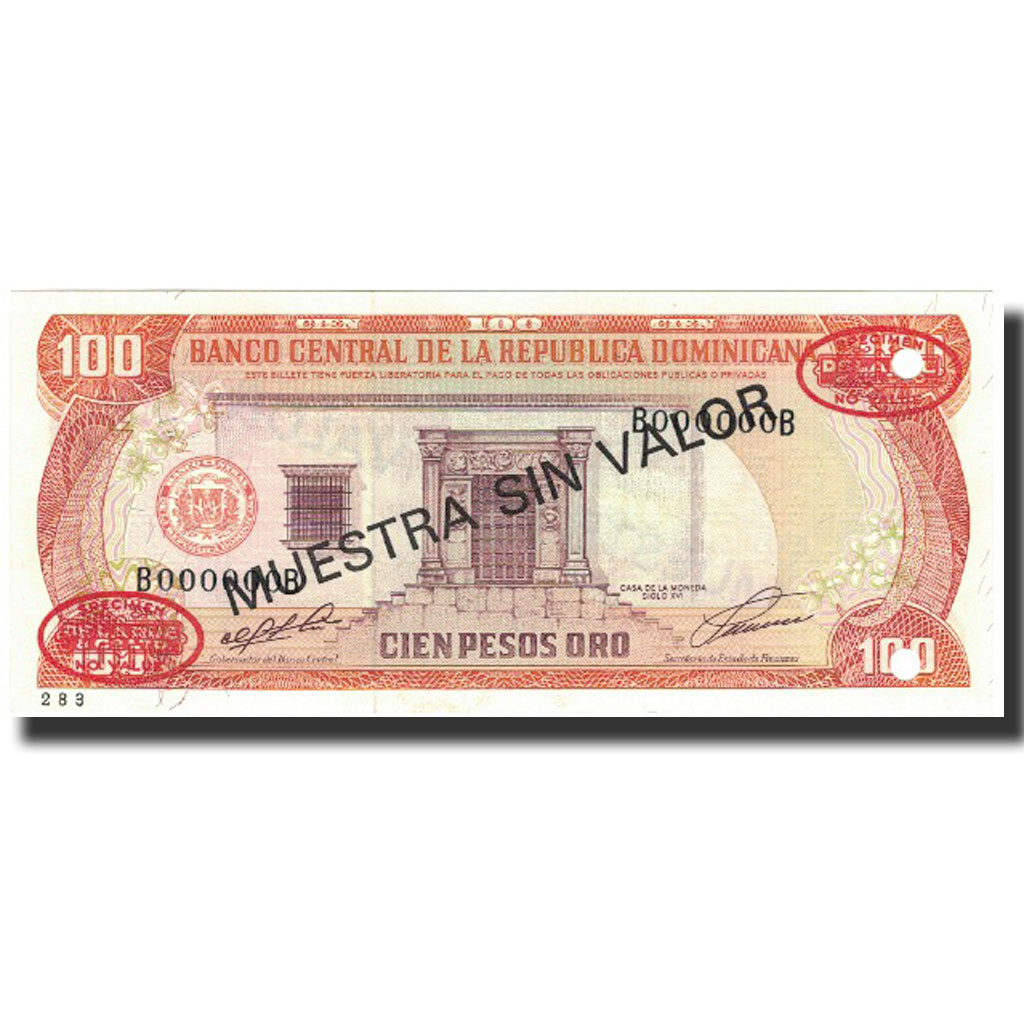 Banknote, Dominican Republic, 100 Pesos Oro, 1991, 1991, Specimen, KM:136s1