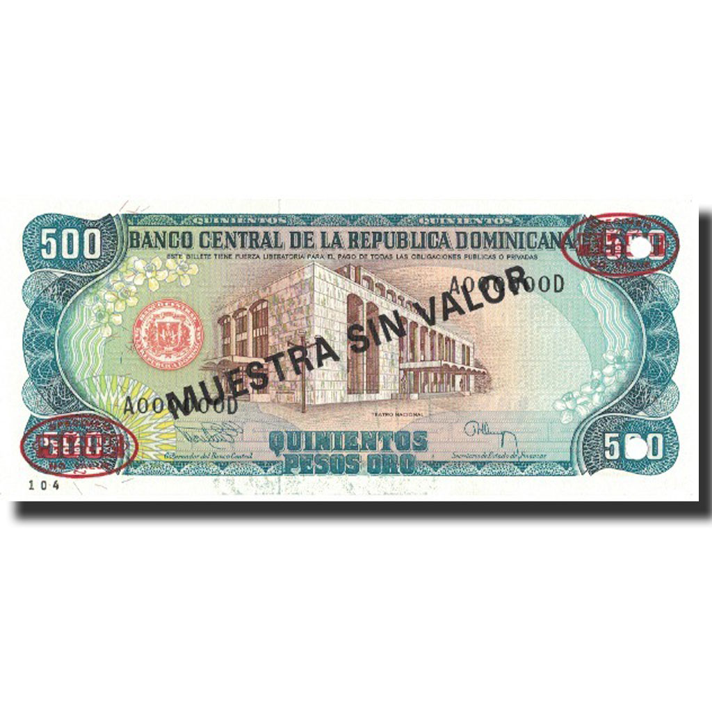 Banknote, Dominican Republic, 500 Pesos Oro, 1994, 1994, Specimen, KM:137s2