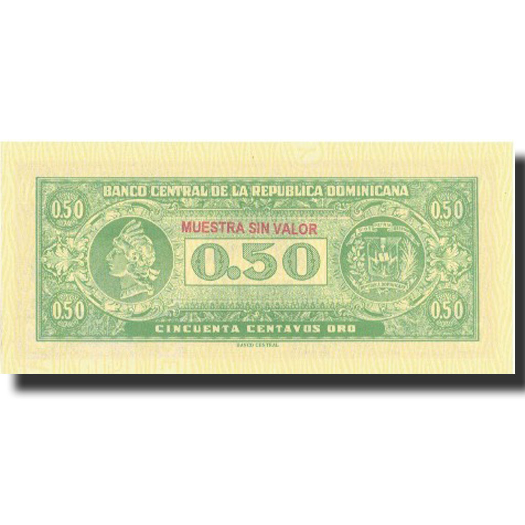 Banknote, Dominican Republic, 50 Centavos Oro, Undated (1961), Specimen, KM:90s