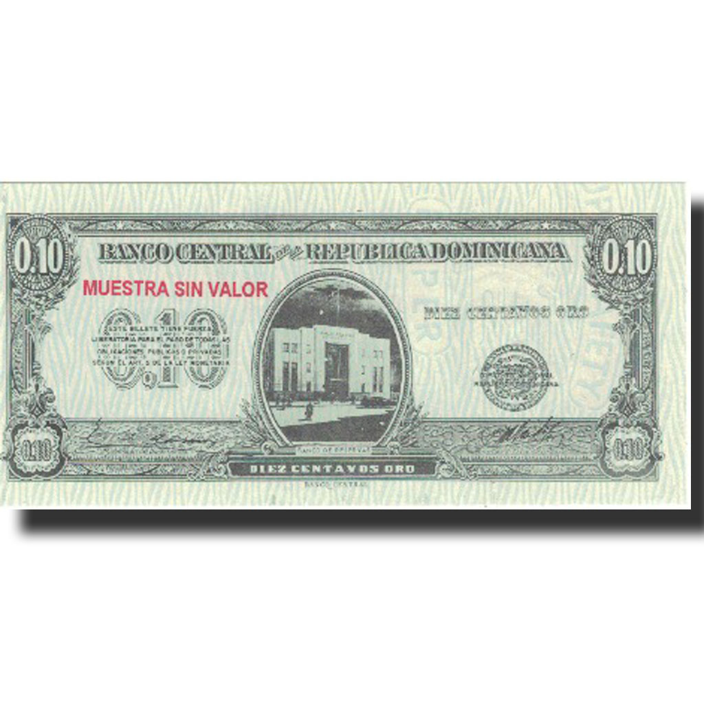 Banknote, Dominican Republic, 10 Centavos Oro, Undated (1961), Specimen, KM:86s