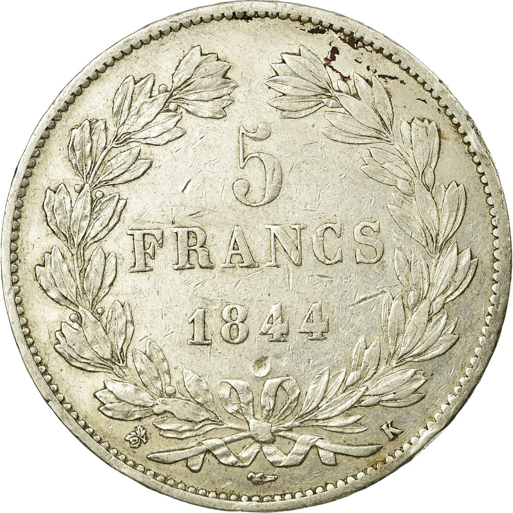 Coin, France, Louis-Philippe, 5 Francs, 1844, Bordeaux, , Silver
