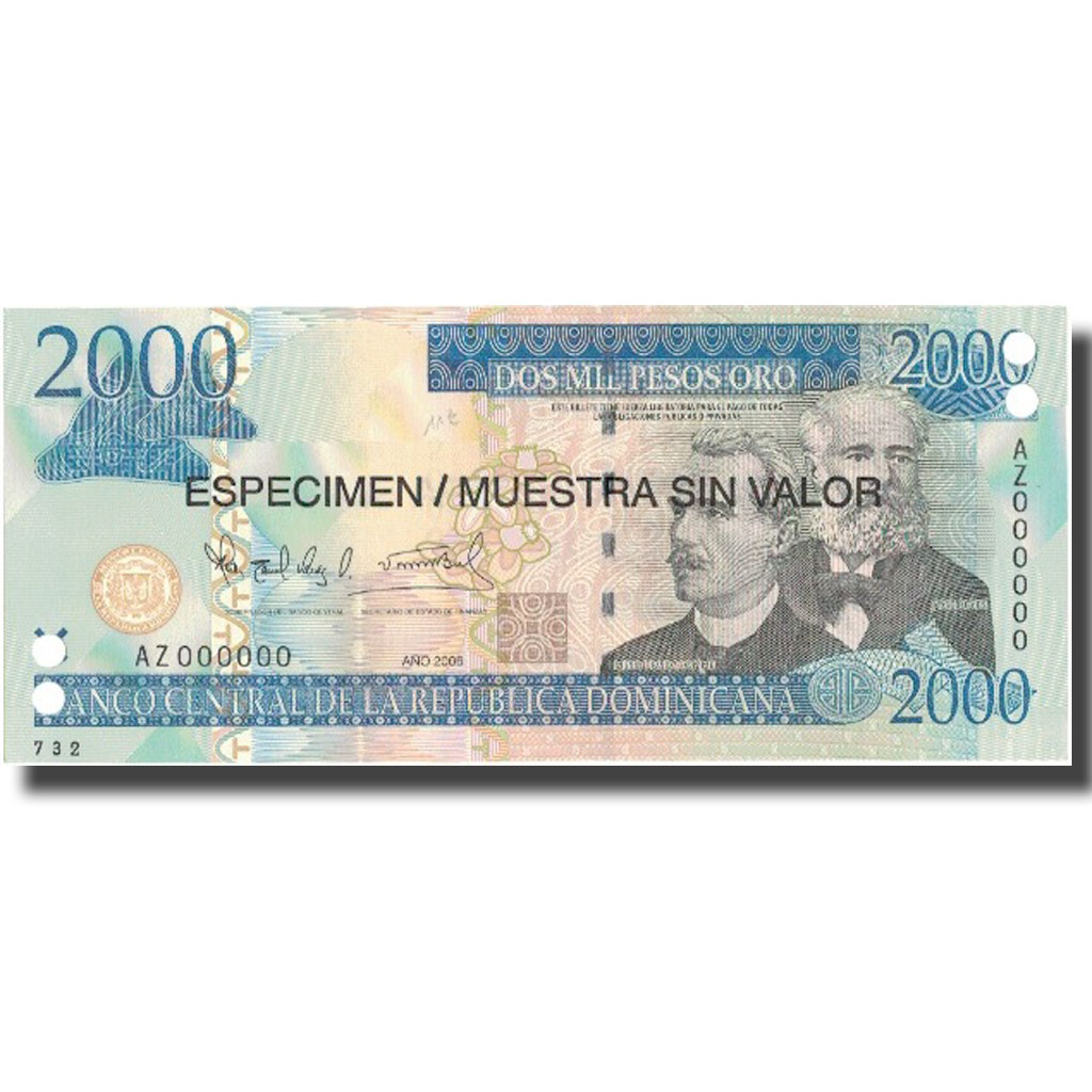 Banknote, Dominican Republic, 2000 Pesos Oro, 2006, 2006, Specimen, KM:181s1