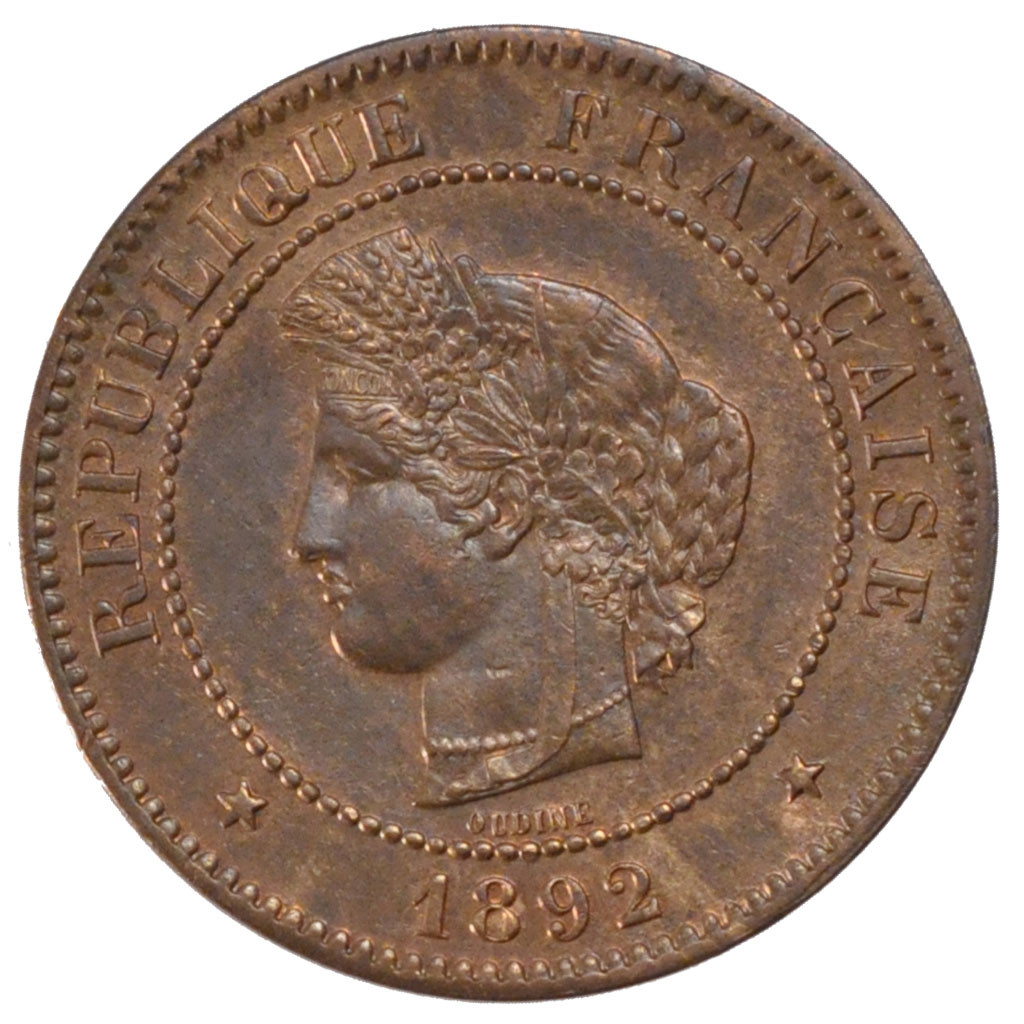 Munten, Frankrijk, Cérès, 5 Centimes, 1892, Paris, PR+, Bronze, Gadoury:157a