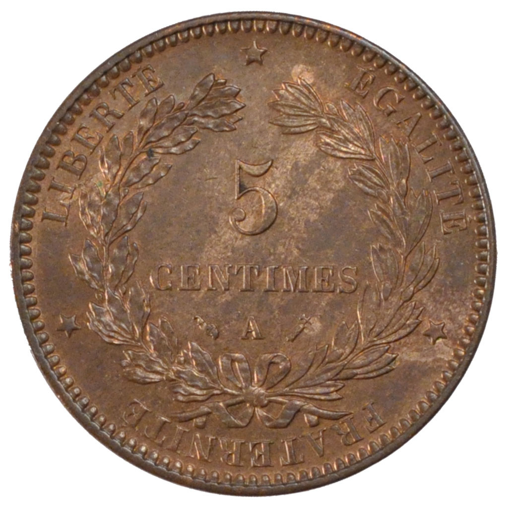 Munten, Frankrijk, Cérès, 5 Centimes, 1892, Paris, PR+, Bronze, Gadoury:157a