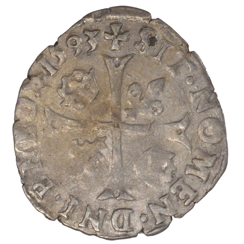 Coin, France, Douzain, 1593, Limoges, , Silver, Sombart:4420