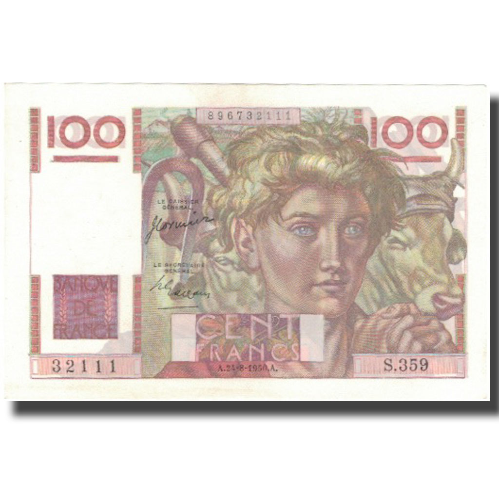 Frankrijk, 100 Francs, Jeune Paysan, 1950, 1950-08-24, SPL, Fayette:28.26