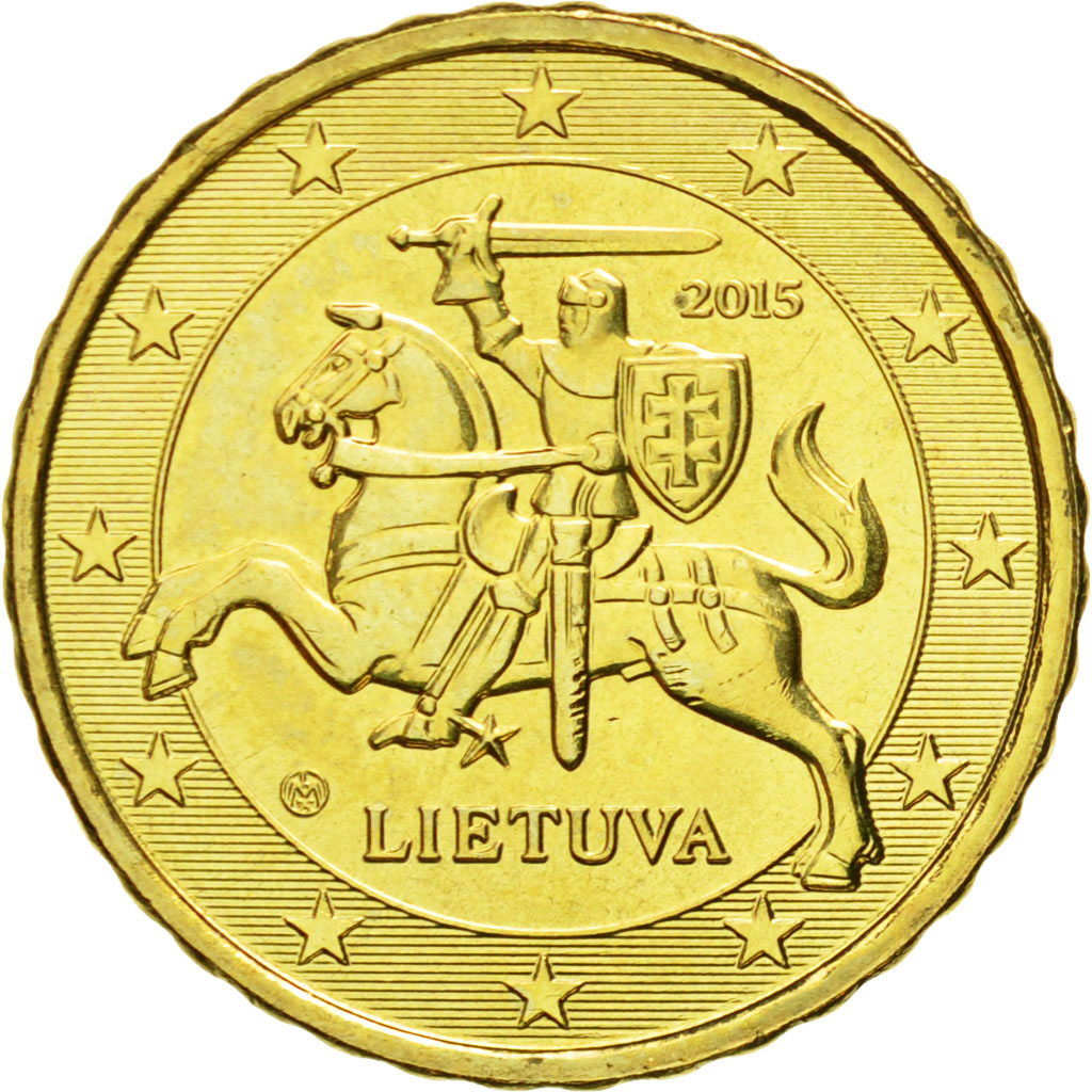 Lituania, 10 Euro Cent, 2015, FDC, Latón