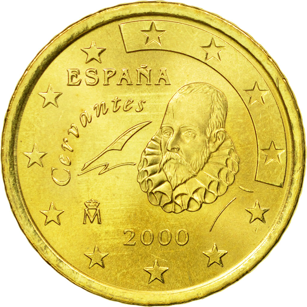 [#583982] Spanien, 50 Euro Cent, 2000, VZ+, Messing, KM:1045