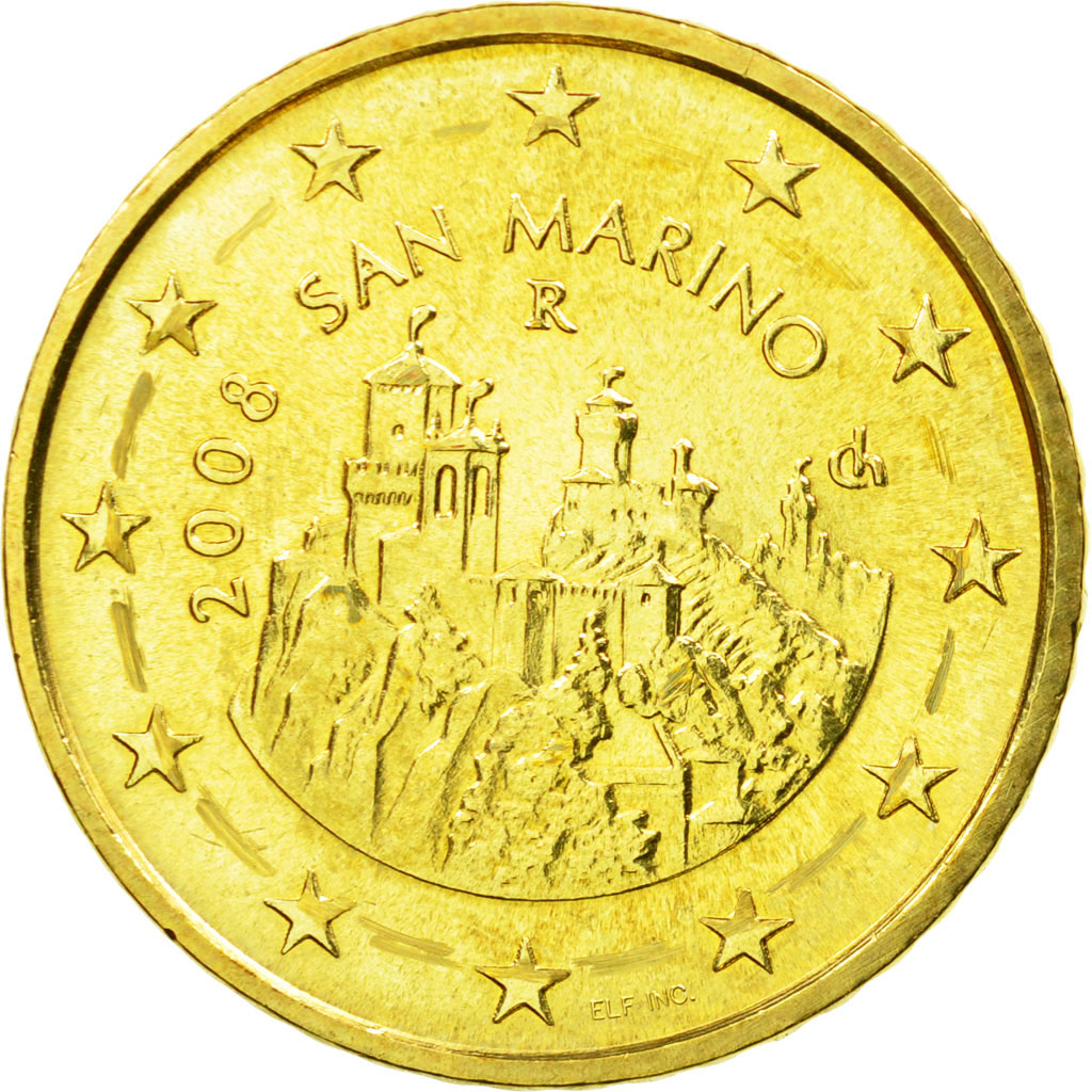 San Marino, 50 Euro Cent, 2008, UNZ, Messing, KM:484