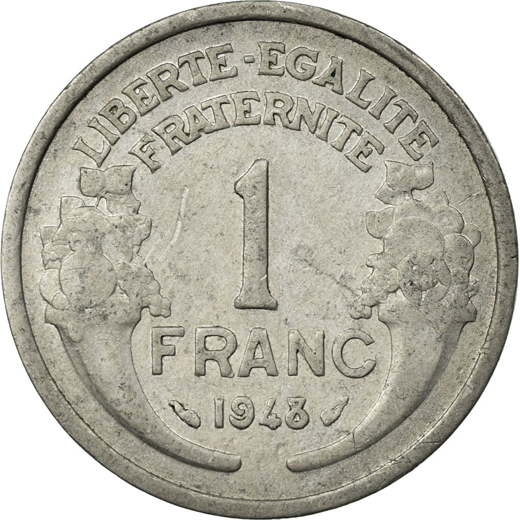 Moneda, Francia, Morlon, Franc, 1948, MBC, Aluminio, KM:885a.1, Gadoury:473b