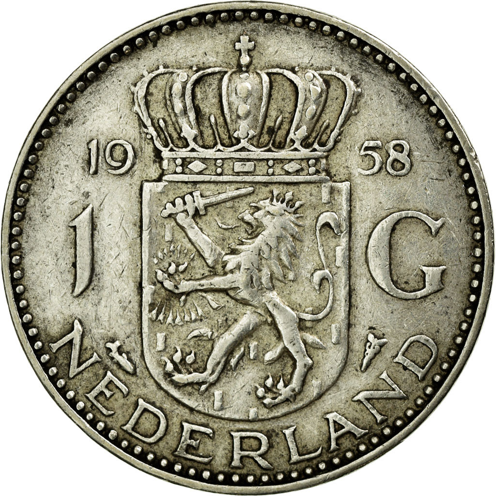 Coin, Netherlands, Juliana, Gulden, 1958, , Silver, KM:184