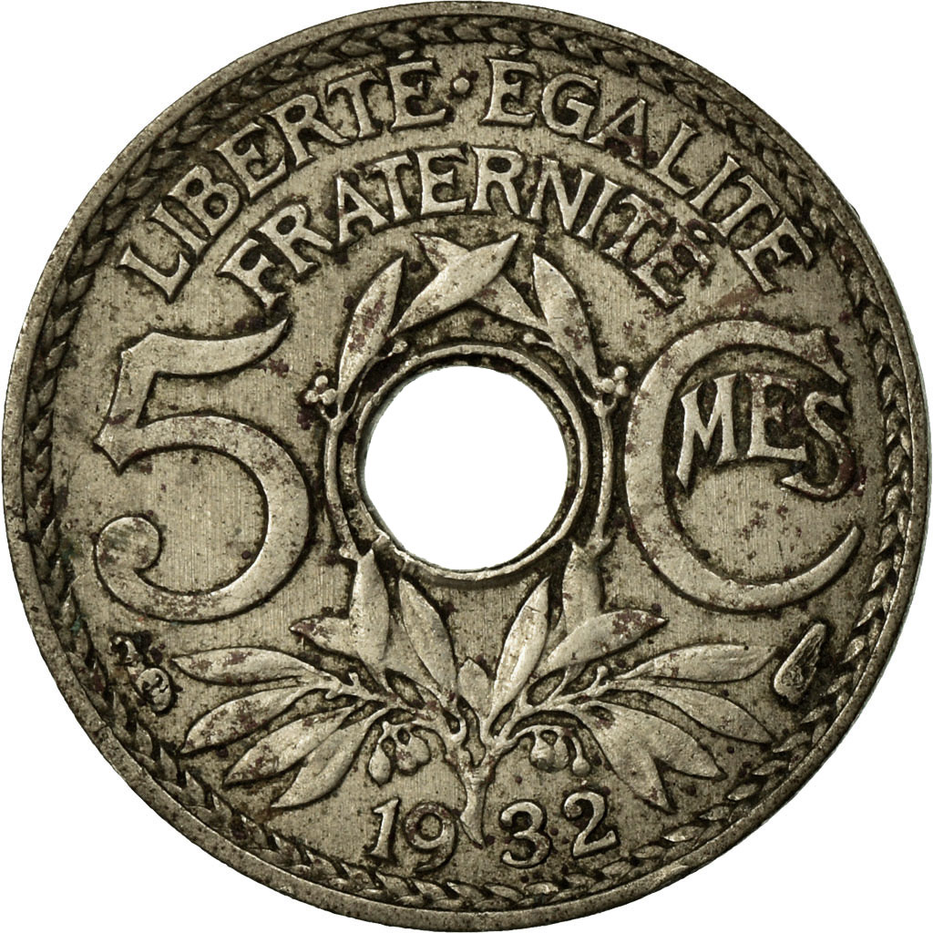 Moneda, Francia, Lindauer, 5 Centimes, 1932, Paris, BC+, Cobre - níquel