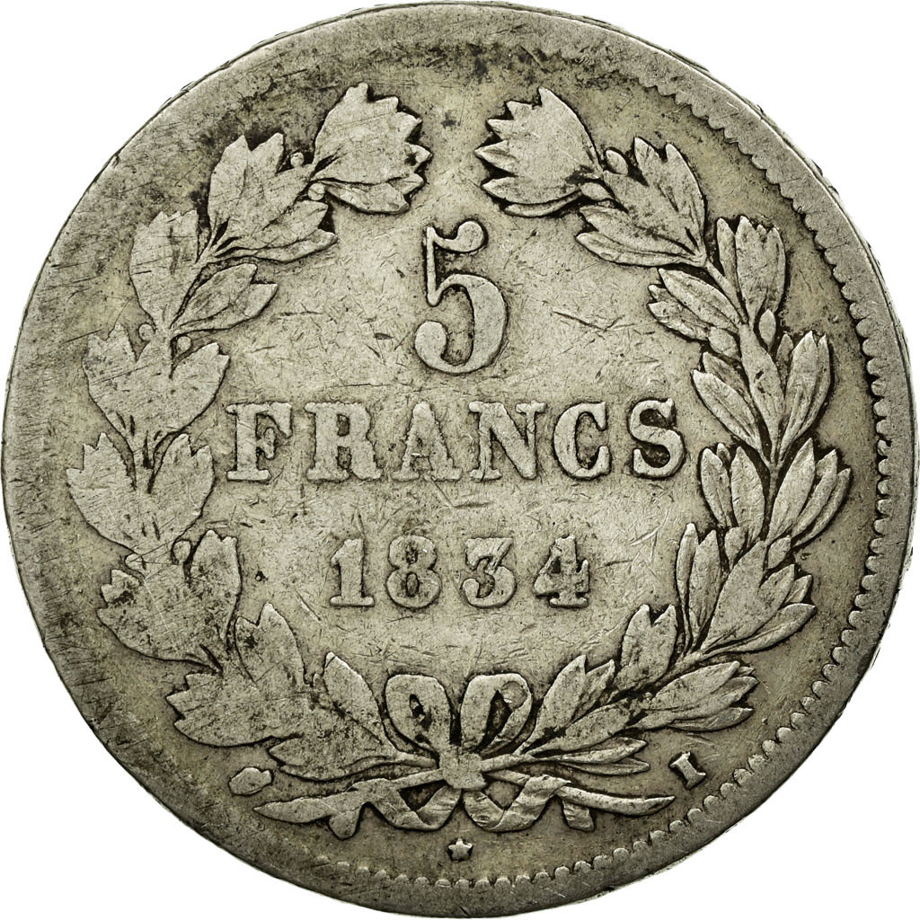 Coin, France, Louis-Philippe, 5 Francs, 1834, Limoges, , Silver