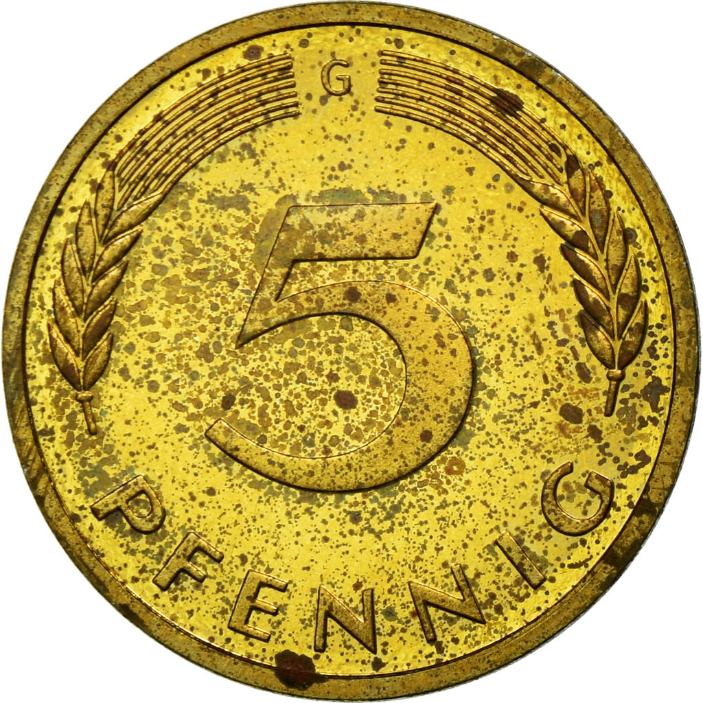 [#587566] Munten, Federale Duitse Republiek, 5 Pfennig, 1998, Karlsruhe, ZF, Bra