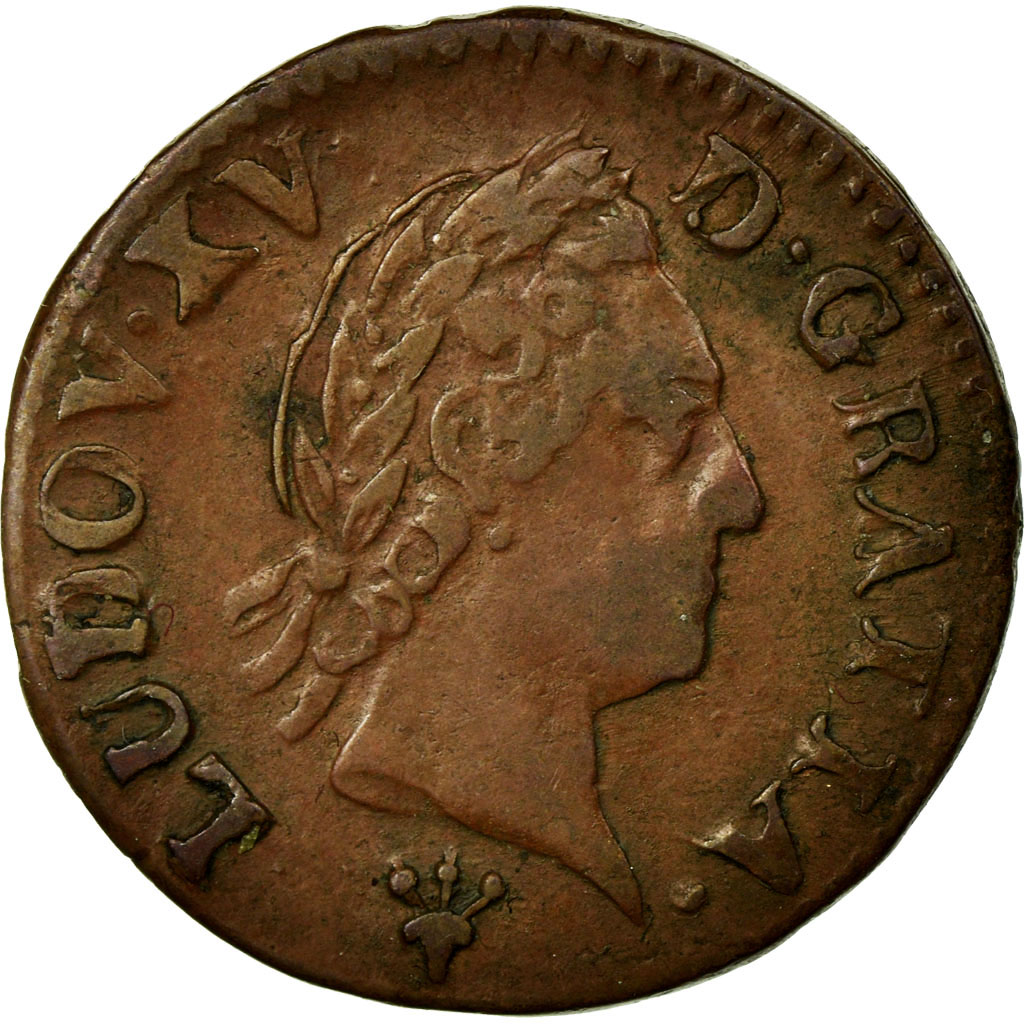 Coin, France, Louis XV, Liard à la vieille tête, Liard, 1770, Reims