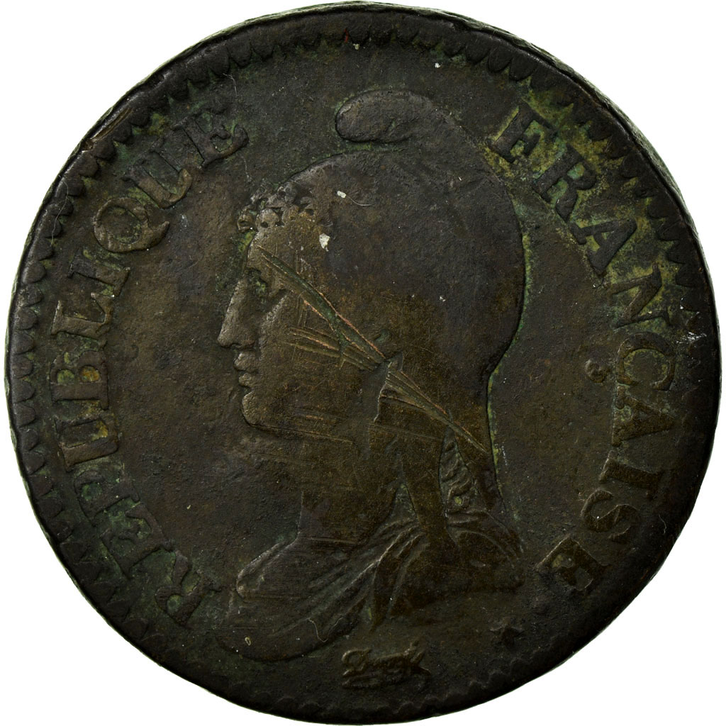 Munten, Frankrijk, Dupré, Decime, 1795, Paris, FR+, Bronze, Gadoury:186