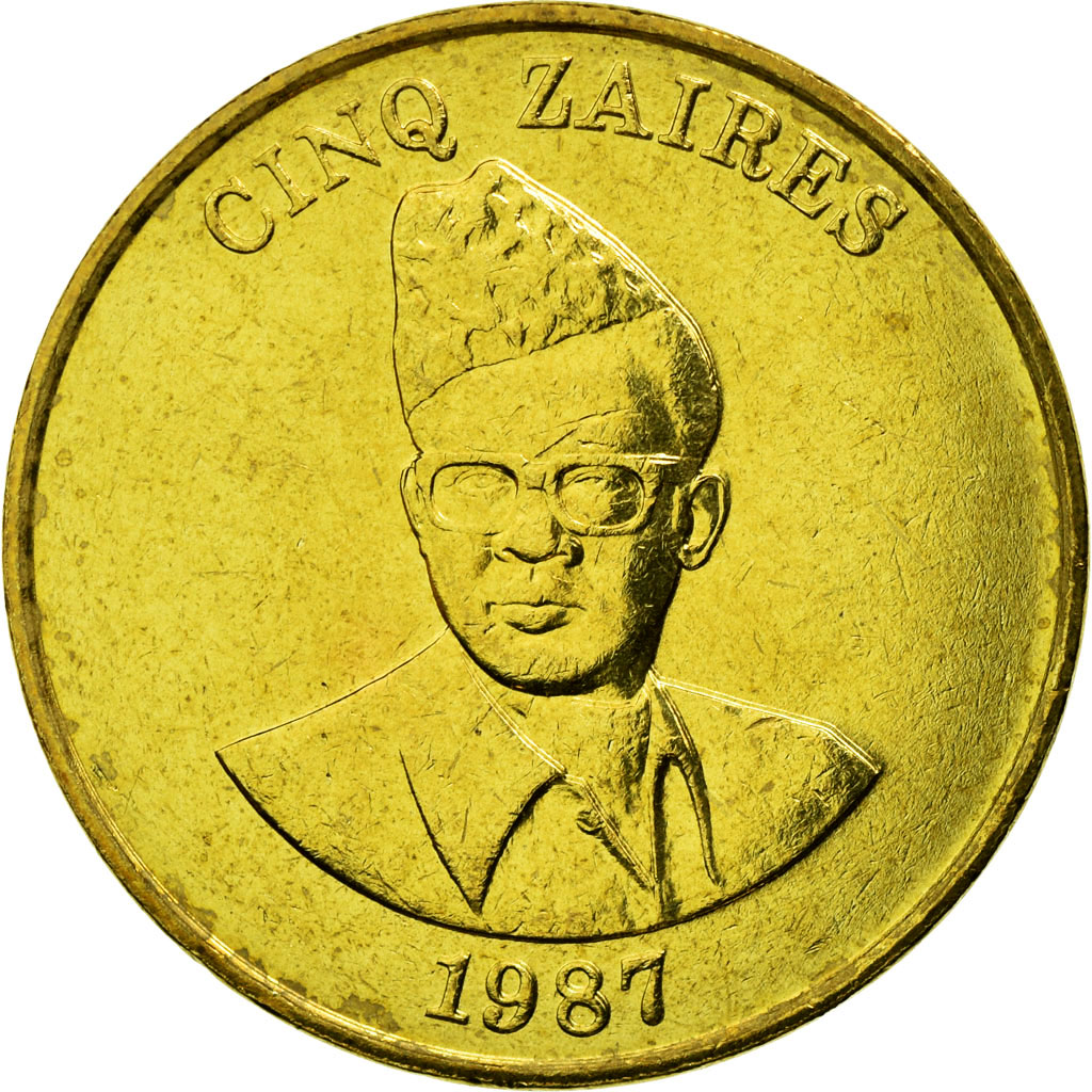 Coin, Zaire, 5 Zaïres, 1987, , Brass, KM:14