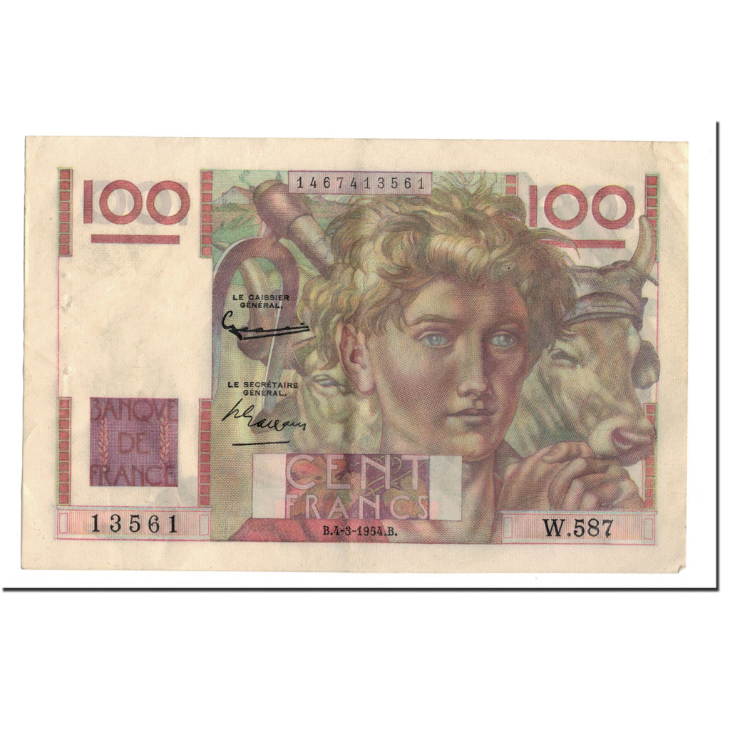 Banknote, France, 100 Francs, 1954-03-04, AU(55-58), Fayette:28.42, KM:128d