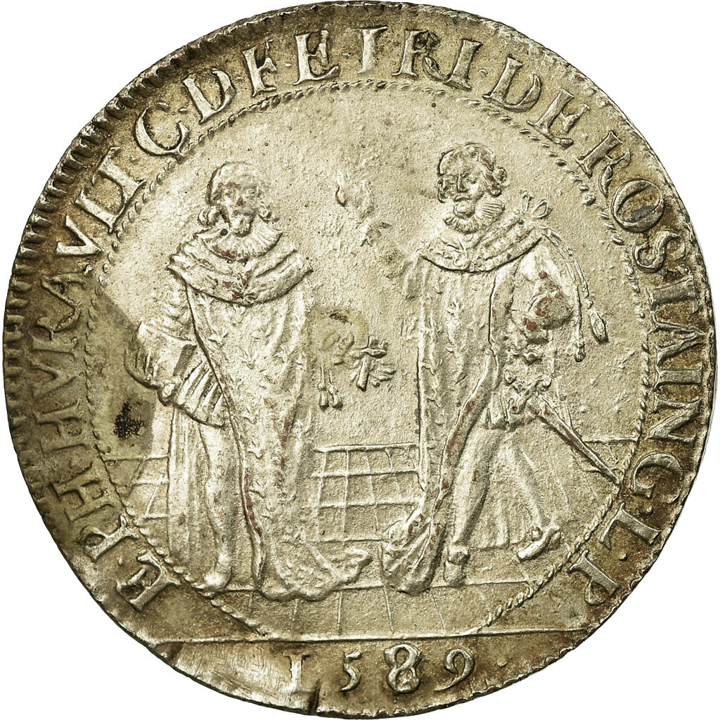 Frankrijk, Token, Royal, 1589, ZF+, Koper, Feuardent:9571var