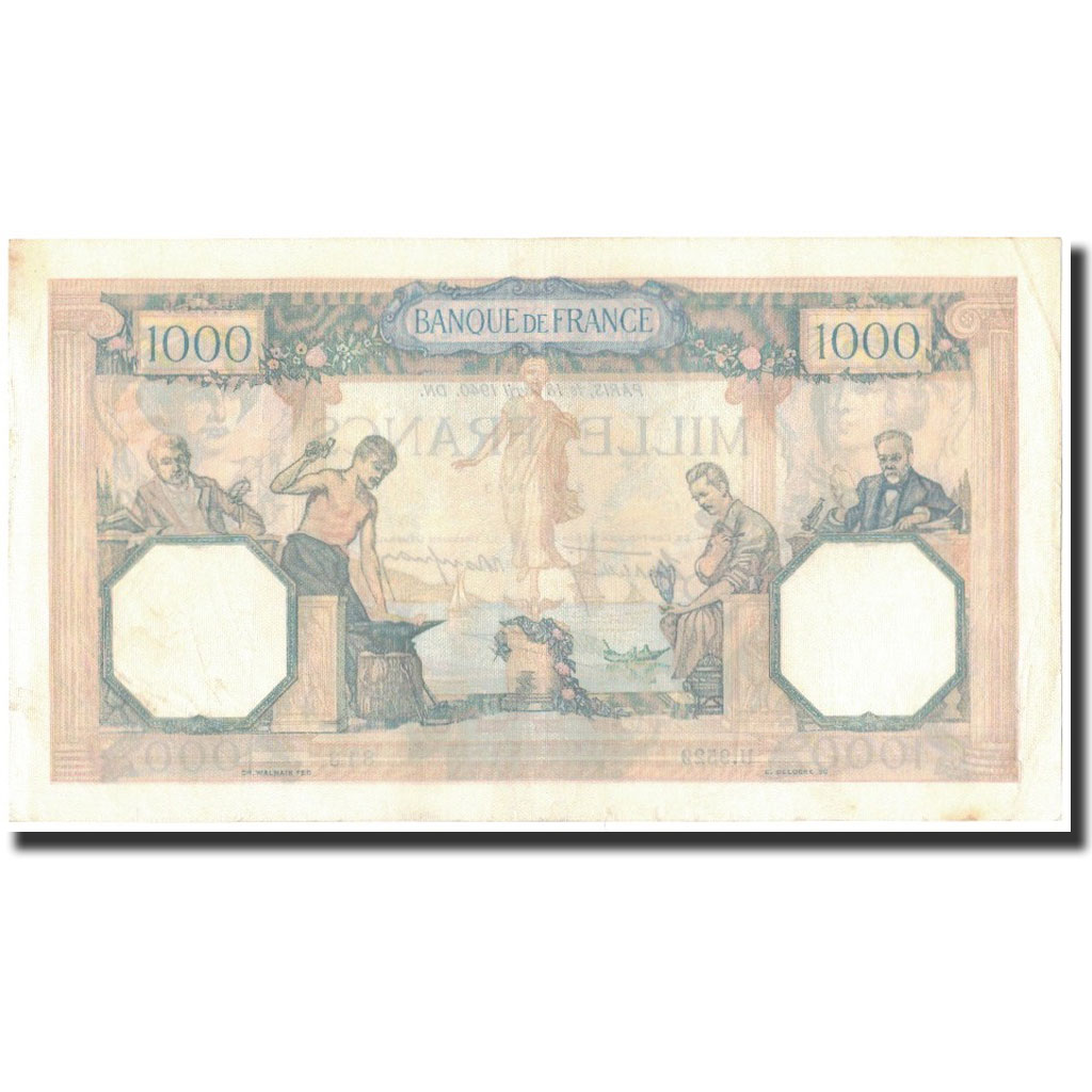 France, 1000 Francs, 1940-04-18, AU(50-53), Fayette:38.46, KM:90c