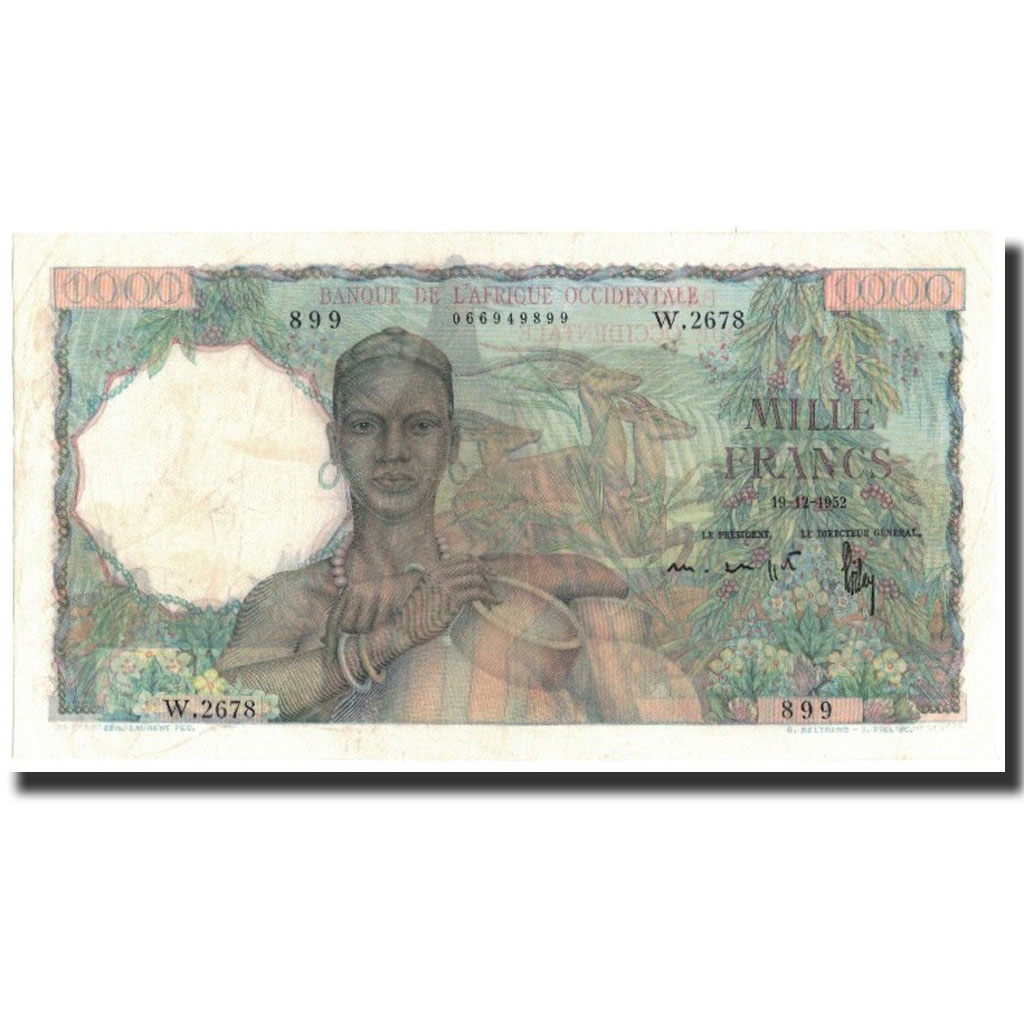 Banknote, French West Africa, 1000 Francs, 1952-12-19, KM:42, AU