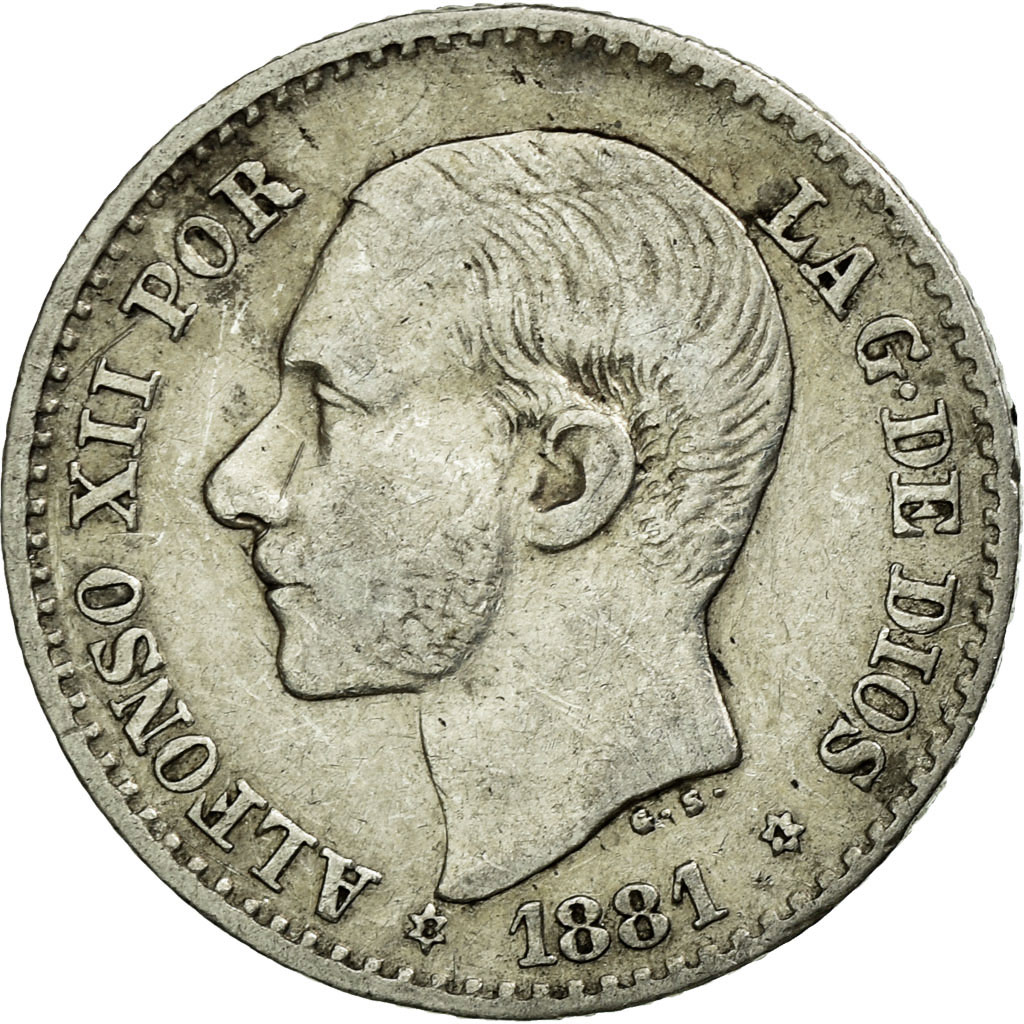 Coin, Spain, Alfonso XII, 50 Centimos, 1881, Madrid, , Silver, KM:685