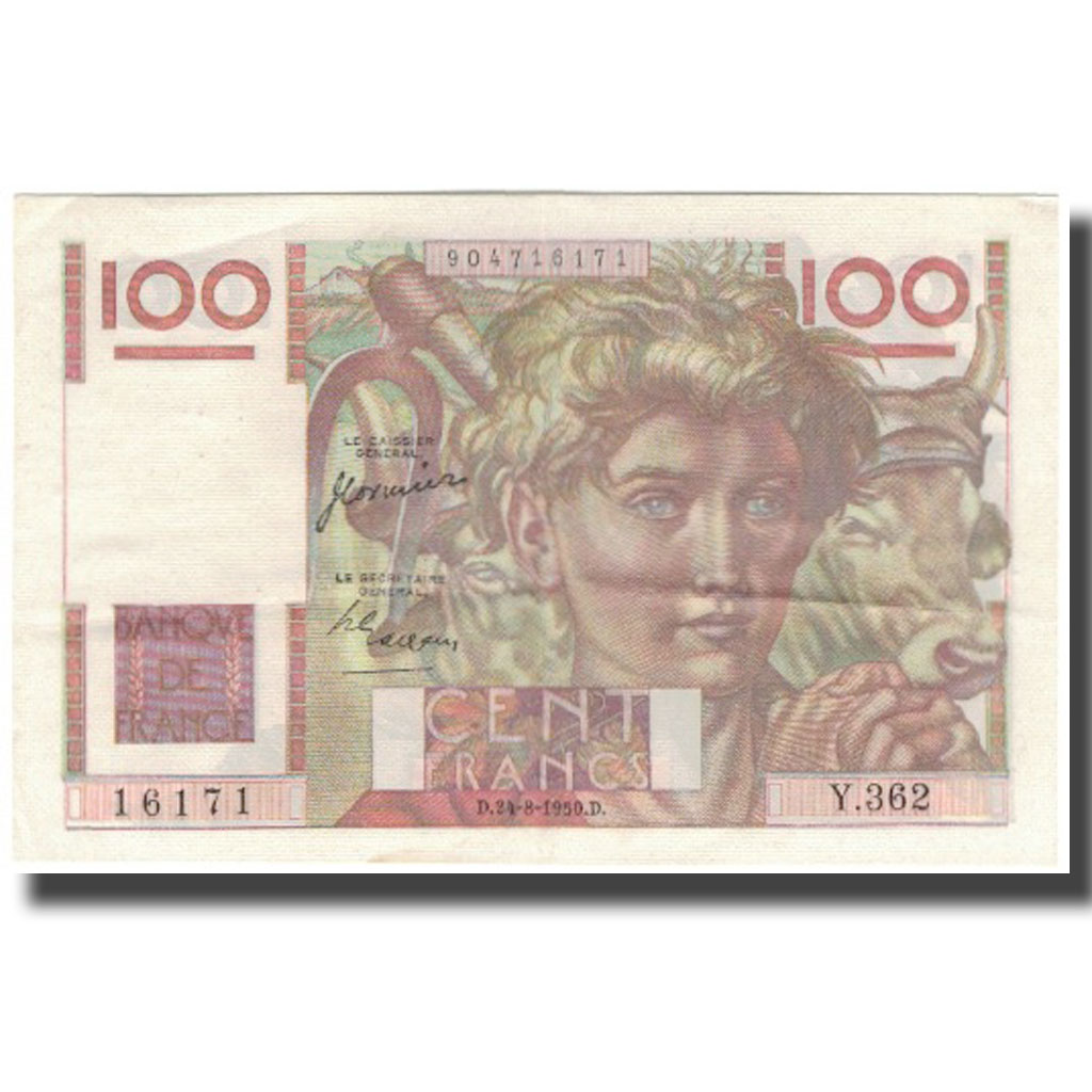 France, 100 Francs, 100 F 1945-1954 ''Jeune Paysan'', 1950-08-24, UNC(63)