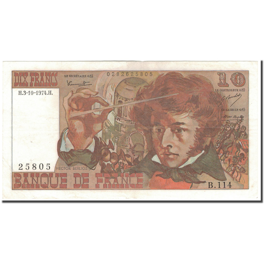France, 10 Francs, 10 F 1972-1978 ''Berlioz'', 1974-10-03, UNC(63)