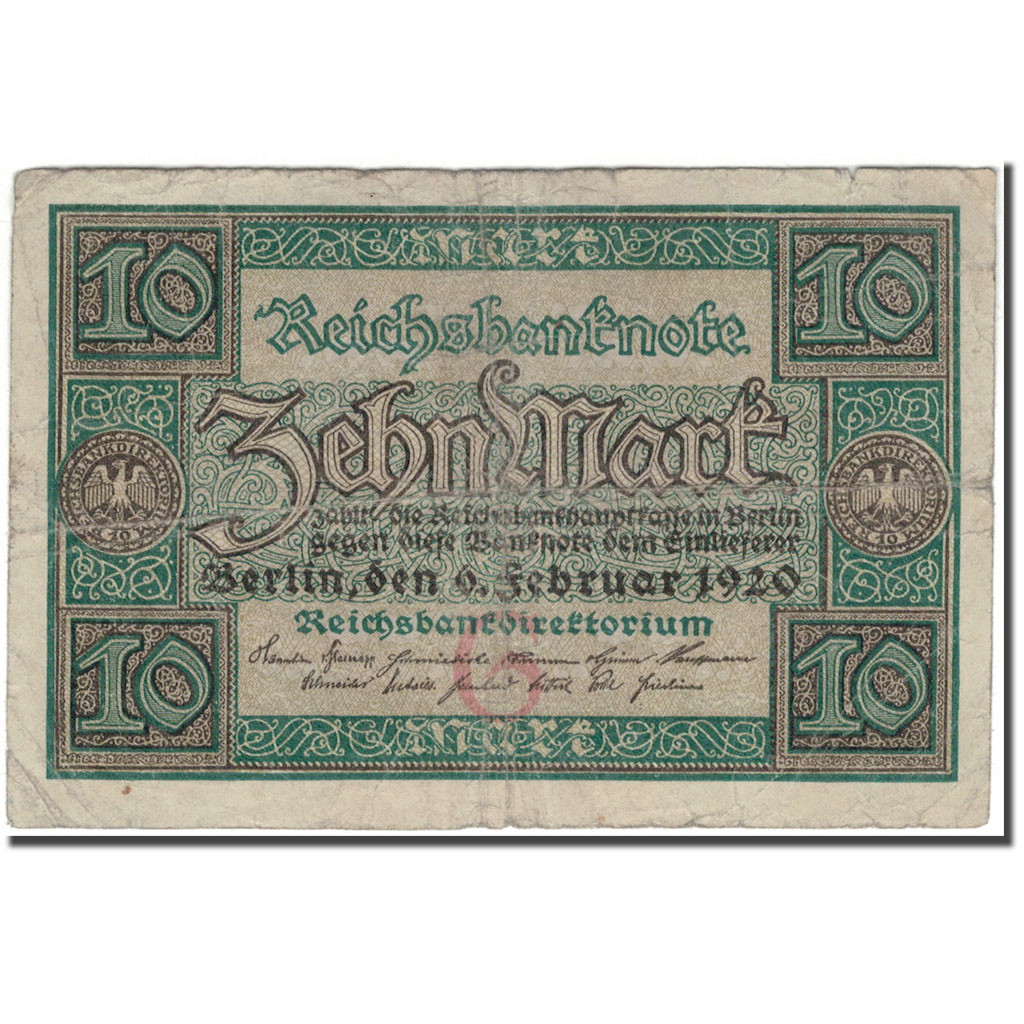 Billete, 10 Mark, Alemania, 1920-02-06, KM:67a, RC+