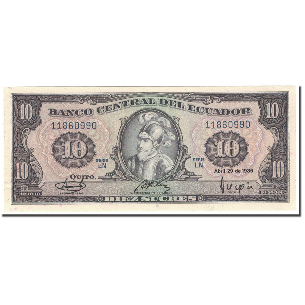Billete, 10 Sucres, Ecuador, 1986-04-29, KM:121, UNC