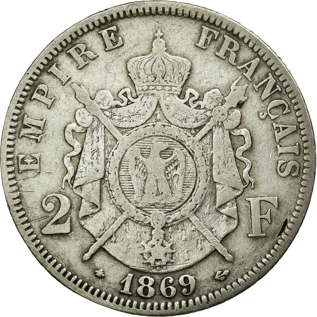 Coin, France, Napoleon III, Napoléon III, 2 Francs, 1869, Paris, 