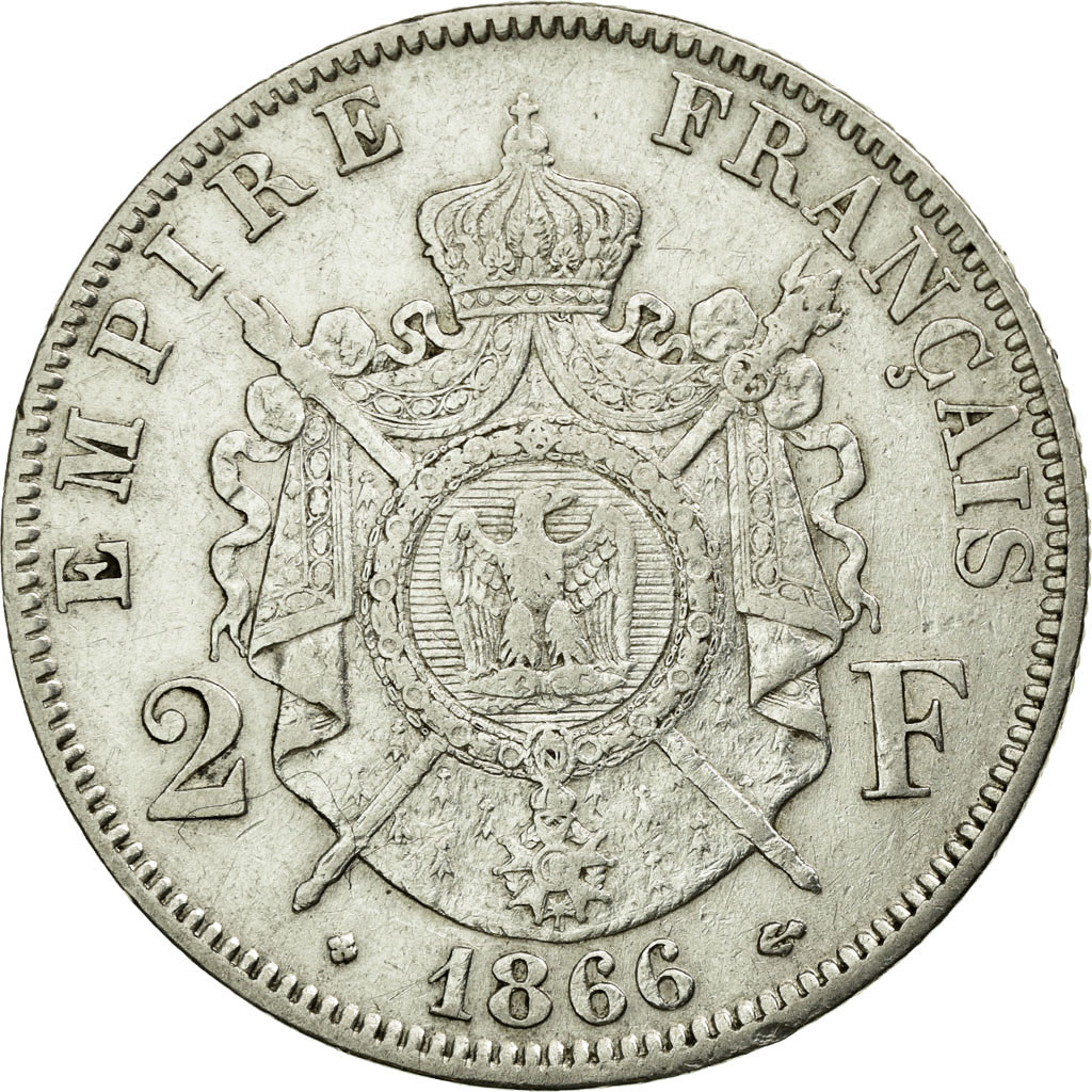 Coin, France, Napoleon III, Napoléon III, 2 Francs, 1866, Strasbourg