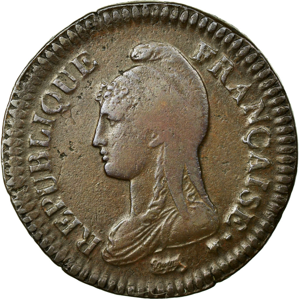 Munten, Frankrijk, Dupré, Decime, 1796, Paris, FR+, Bronze, KM:645.1