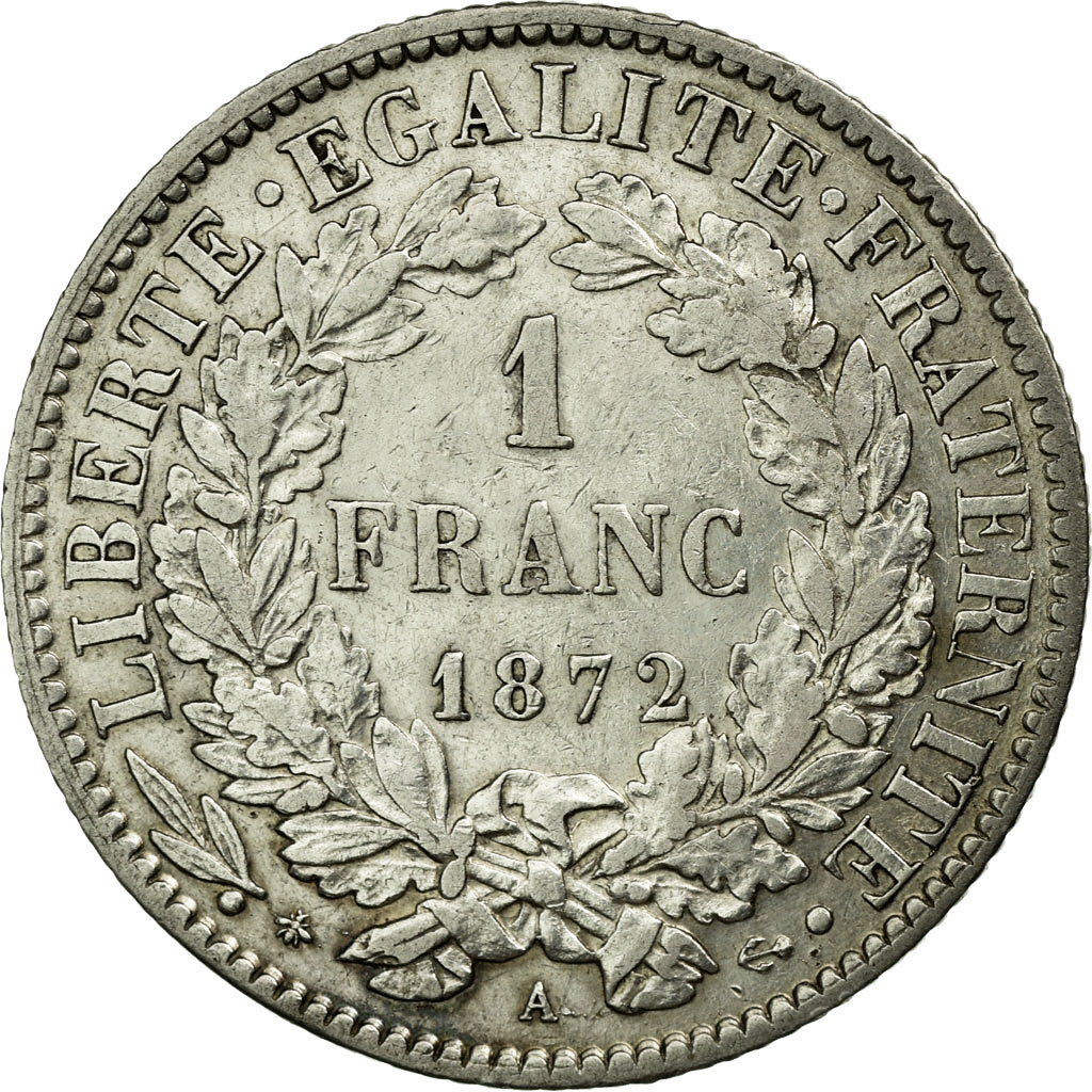 Coin, France, Cérès, Franc, 1872, Paris, , Silver, KM:822.1