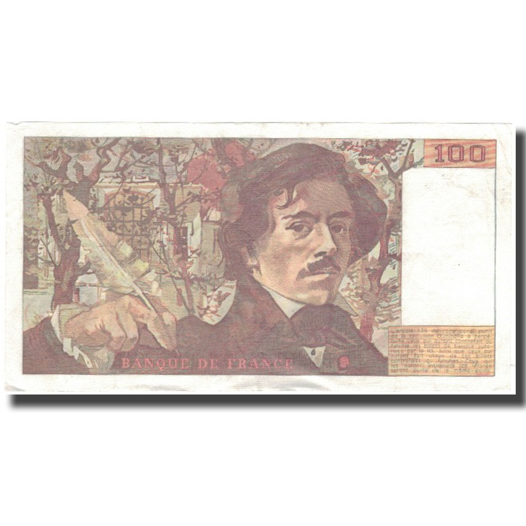 France, 100 Francs, Delacroix, 1984, EF(40-45), Fayette:69.8b, KM:154b