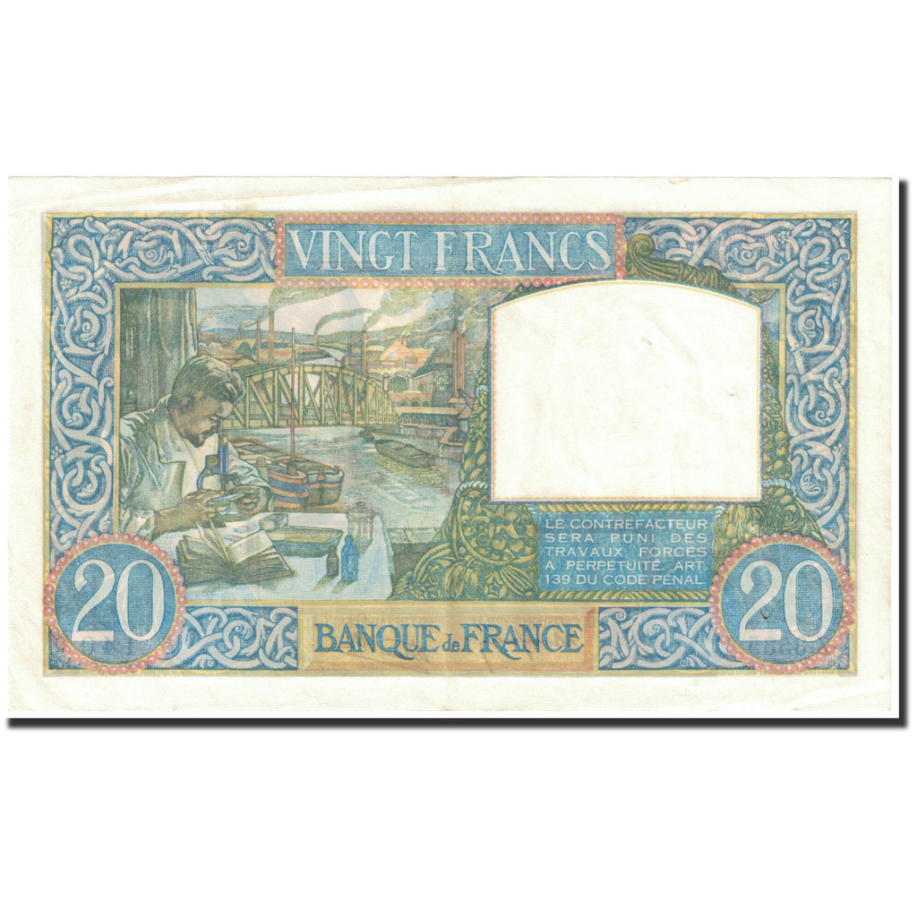 Banknote, France, 20 Francs, 1941, 1941-04-03, AU(55-58), Fayette:12.13, KM:92b