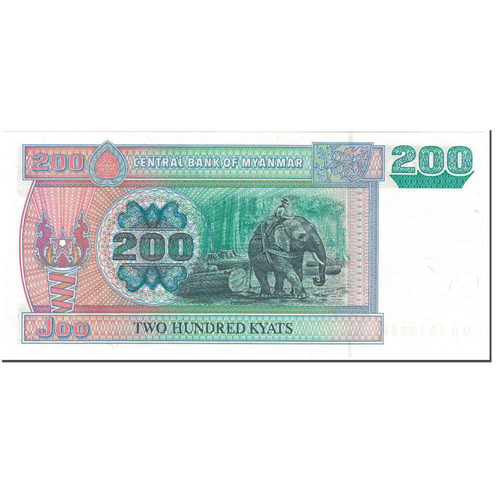 Billete, 200 Kyats, 2004, Myanmar, Undated (2004), KM:78, UNC