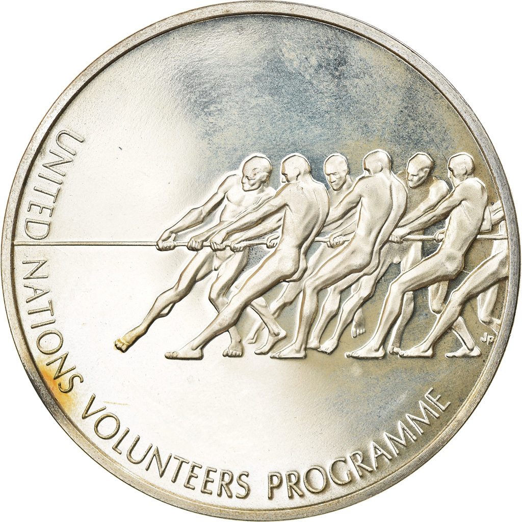 France, Medal, Programme des Volontaires des Nations Unies, 1973, , Silver