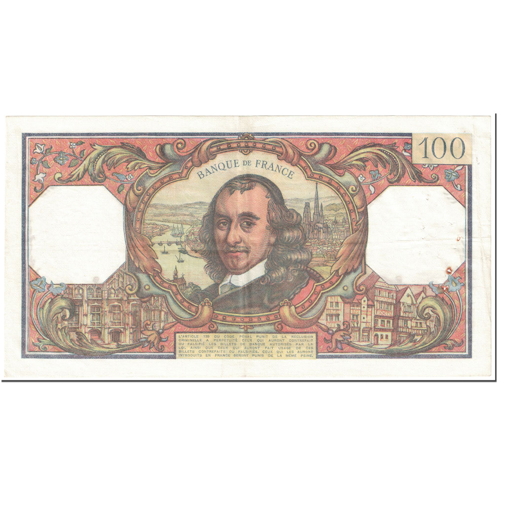 France, 100 Francs, Corneille, 1968, 1968-03-07, VF(30-35), Fayette:65.21