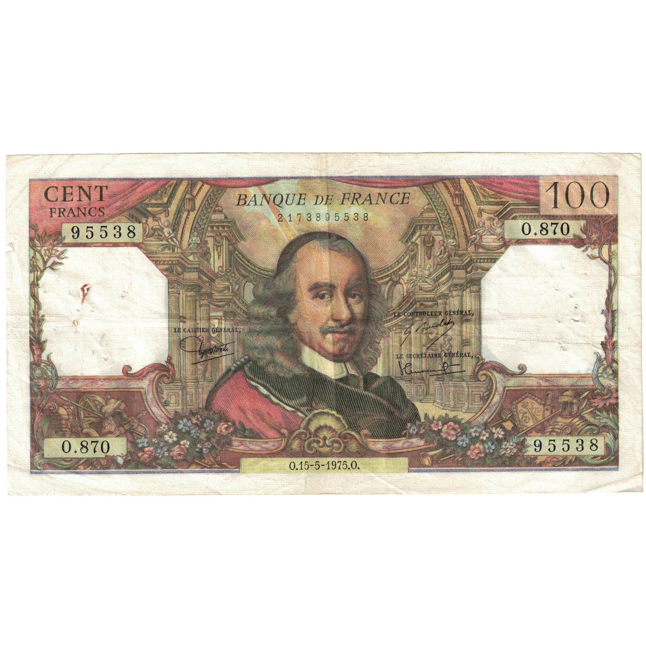 France, 100 Francs, 1975, 1975-05-15, VG(8-10), Fayette:65.49, KM:149c